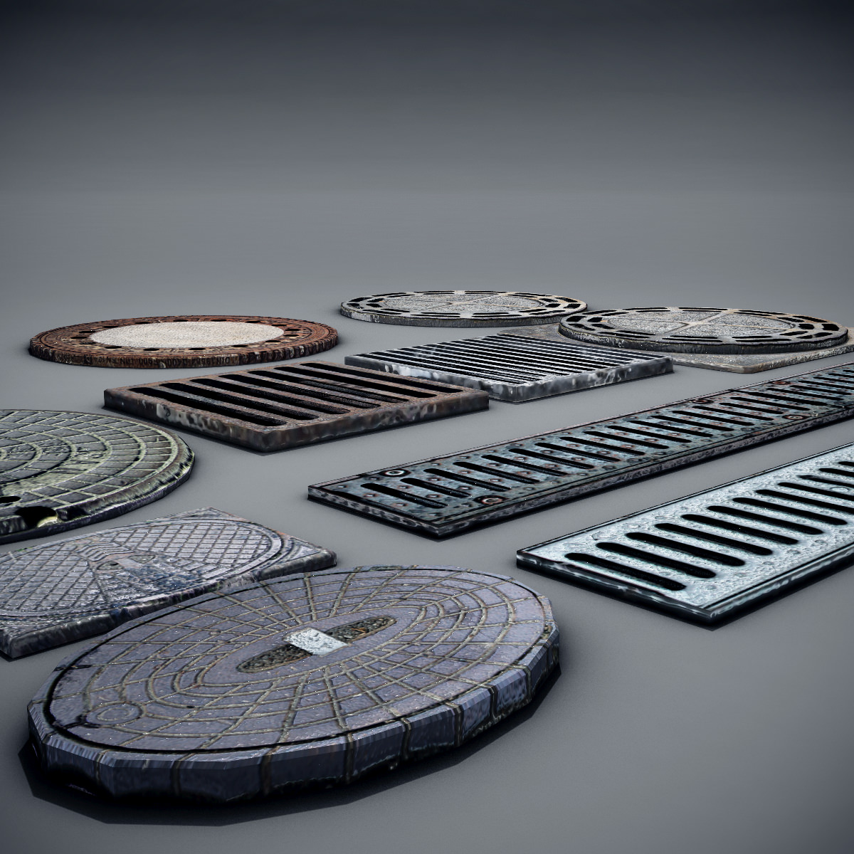 Manhole Covers Low-poly 3D model_3