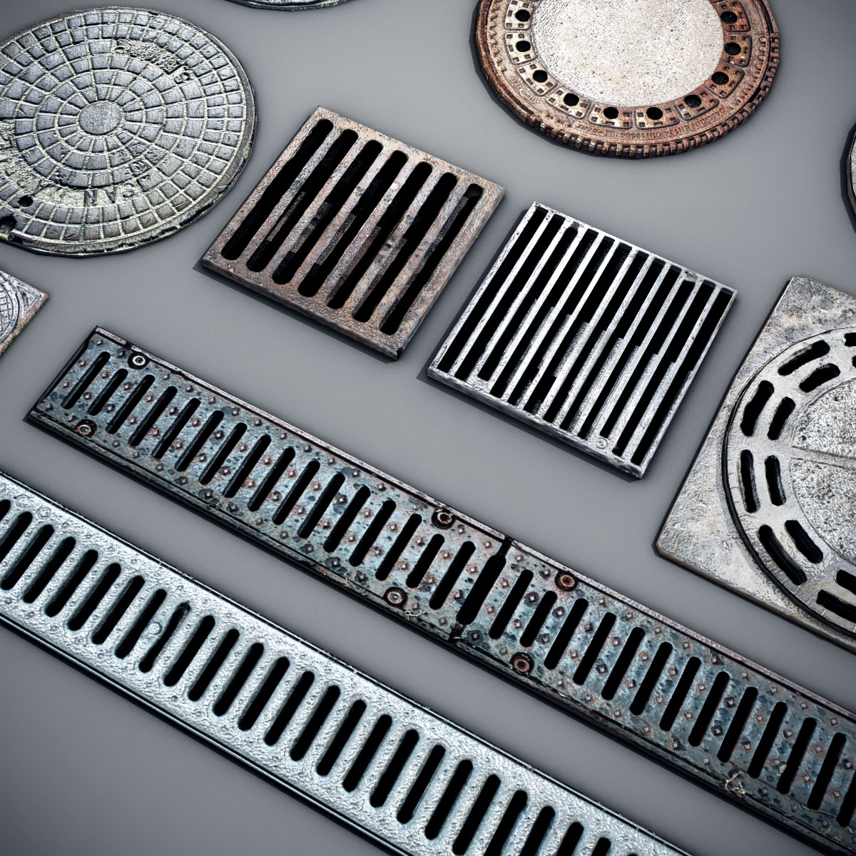 Manhole Covers Low-poly 3D model_1