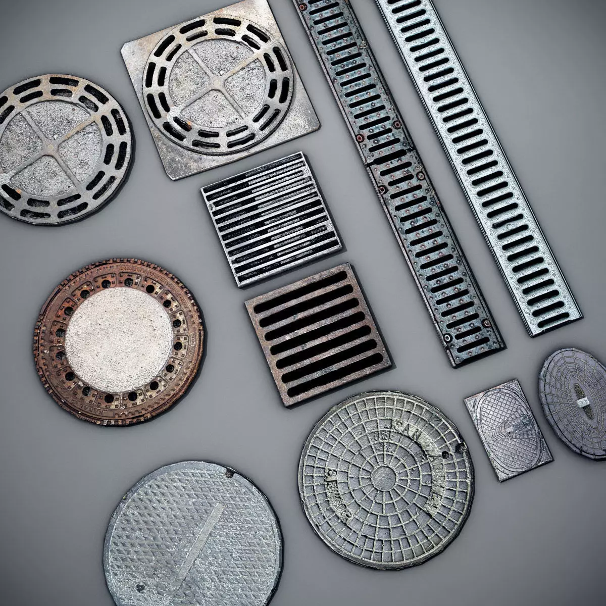 Manhole Covers Low-poly 3D model_0