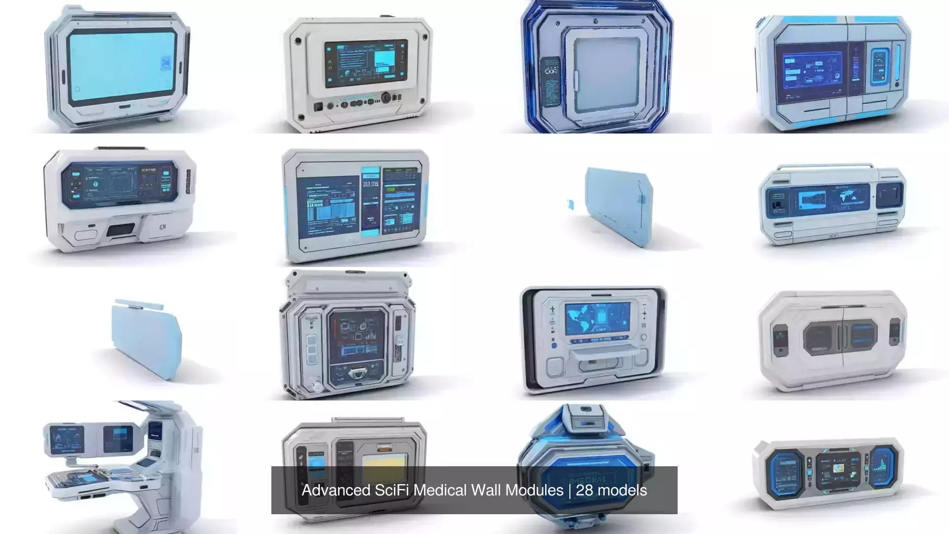 Advanced SciFi Medical Wall Modules 3D Model Collection_0