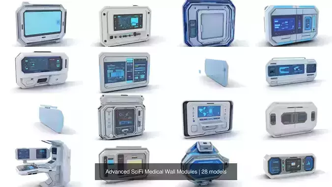 Advanced SciFi Medical Wall Modules 3D Model Collection