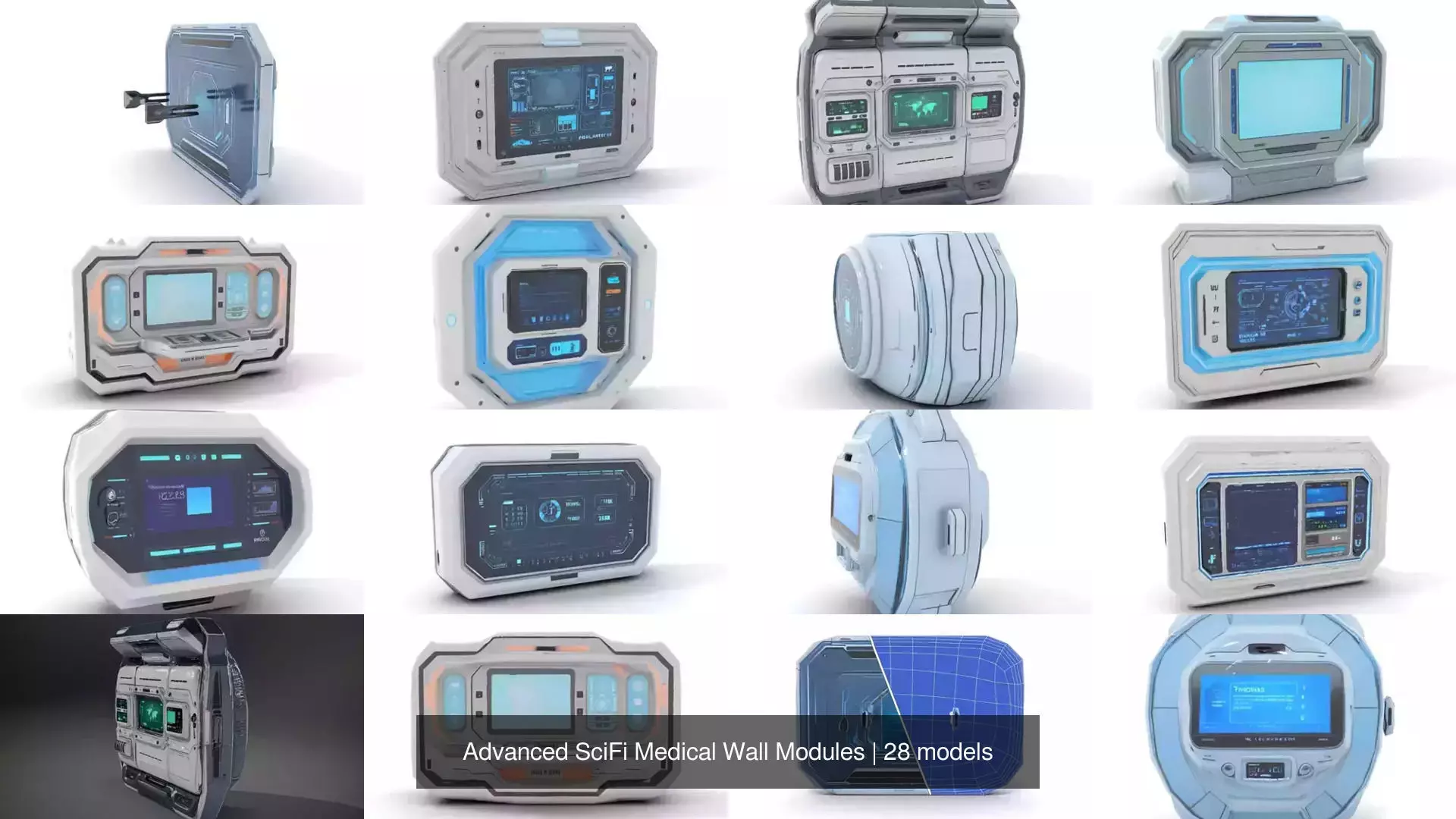 Advanced SciFi Medical Wall Modules 3D Model Collection_46