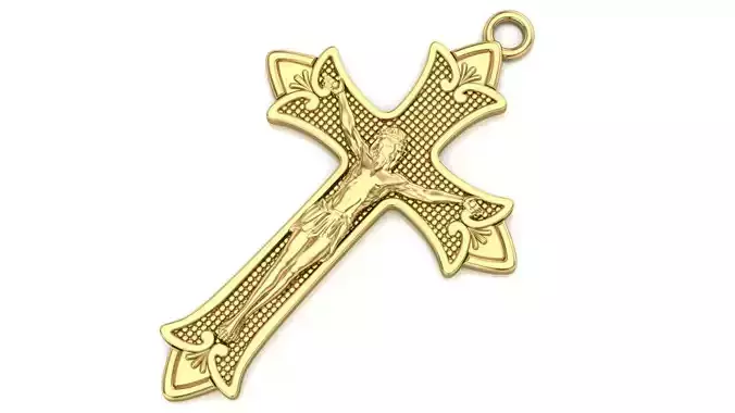 Cross pendant with Christ and texture