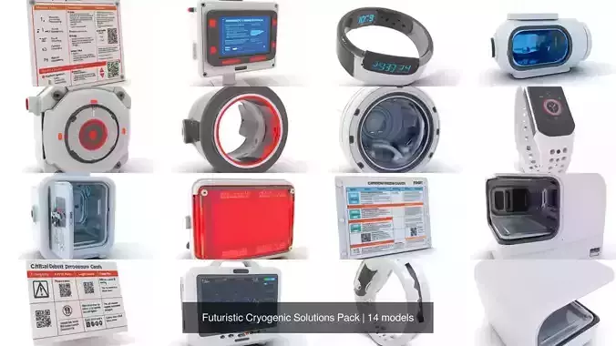 Futuristic Cryogenic Solutions Pack 3D Model Collection