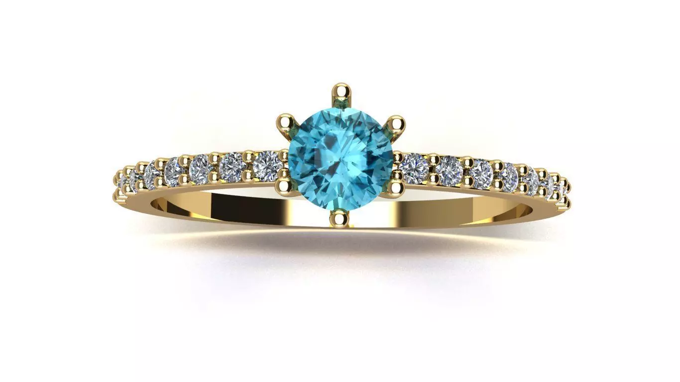 Delicate Solitaire Ring with Side Stones 3D print model_2