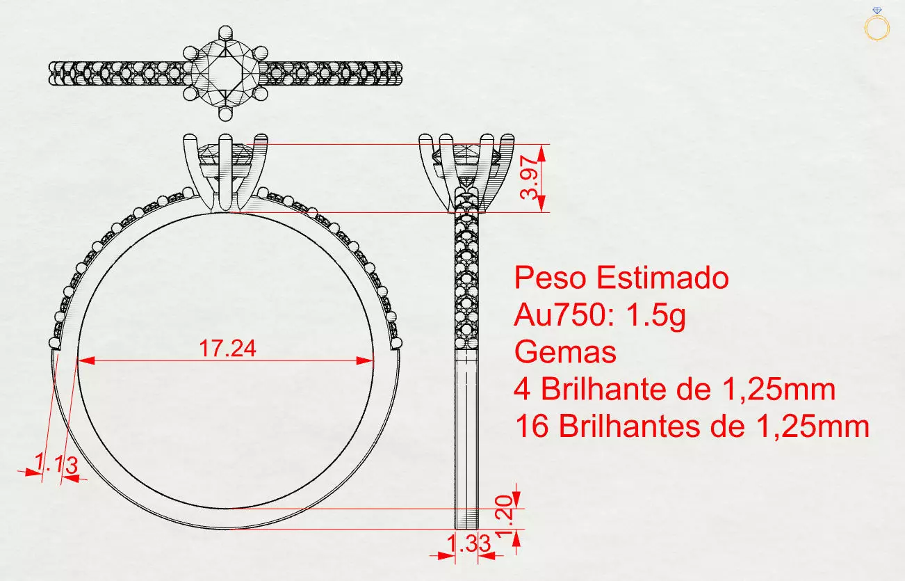 Delicate Solitaire Ring with Side Stones 3D print model_3