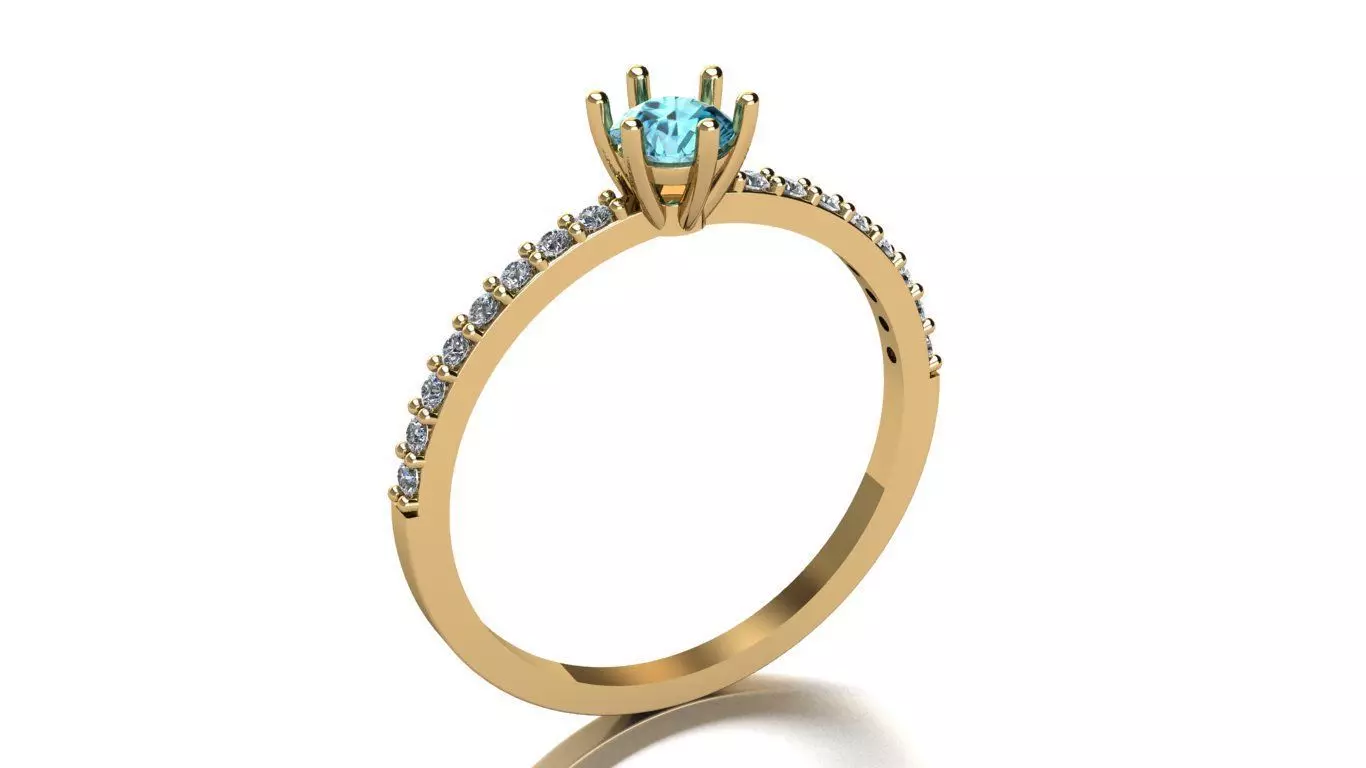 Delicate Solitaire Ring with Side Stones 3D print model_1