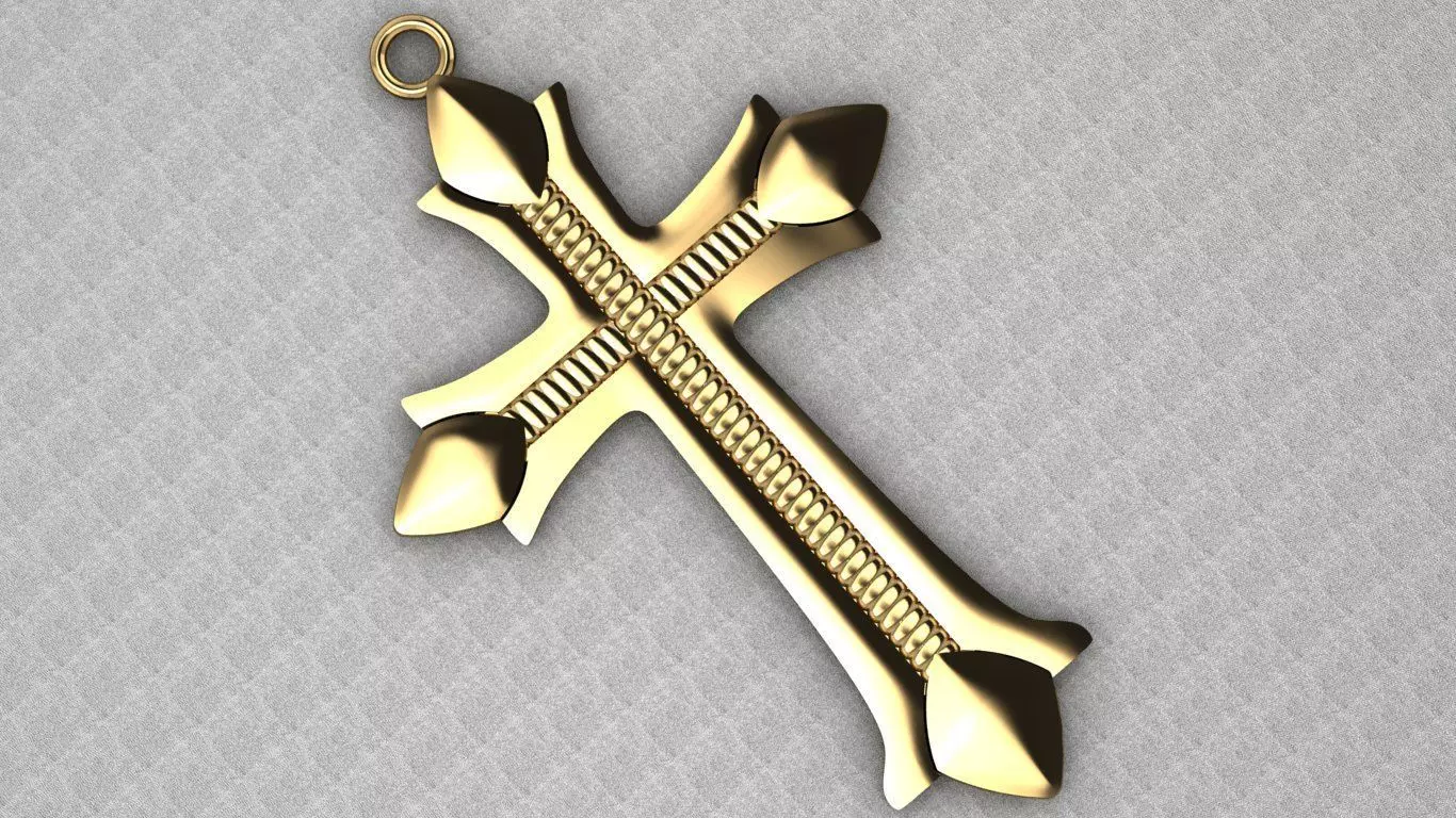 Cross Pendant with Tapered Ends 3D print model_2