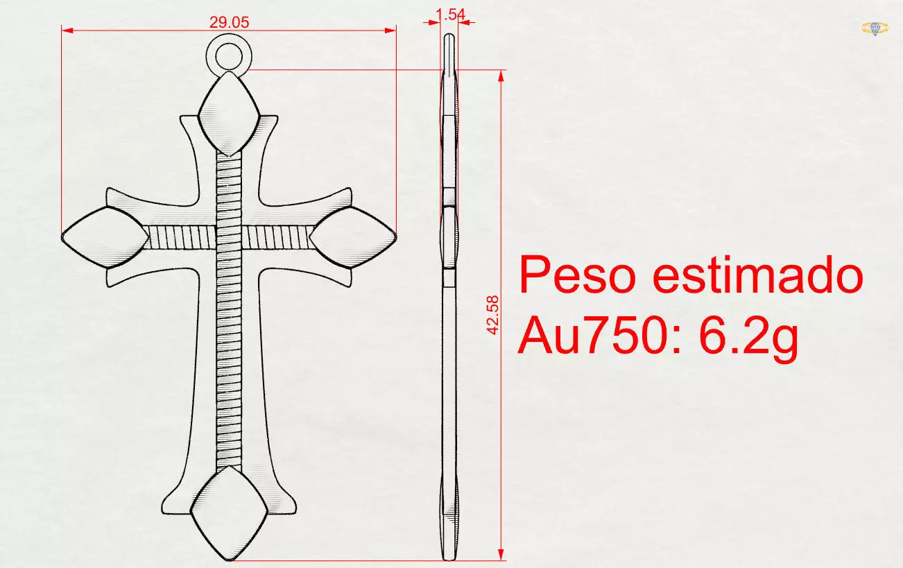 Cross Pendant with Tapered Ends 3D print model_3