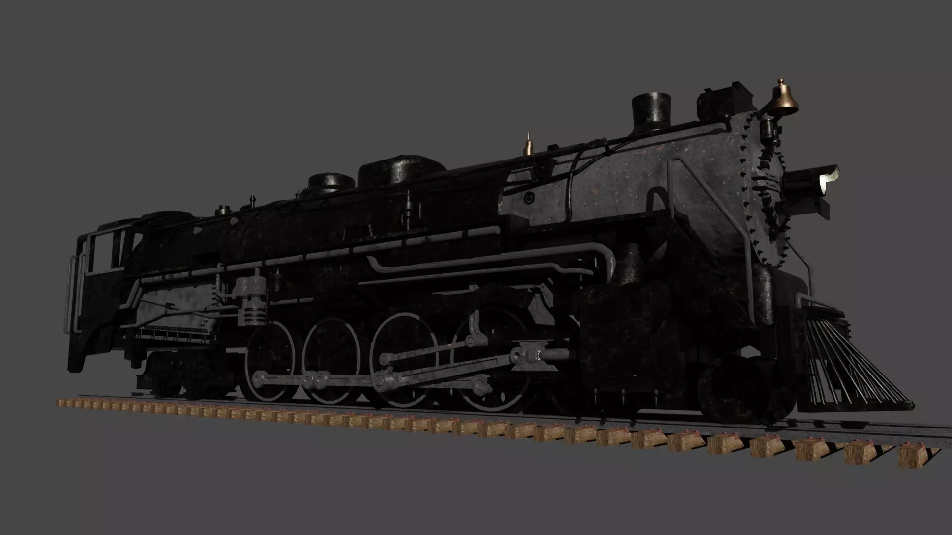 4-8-4 Fully Rigged and PBR Textured 1900s Steam Train Locomotive 3D model_12