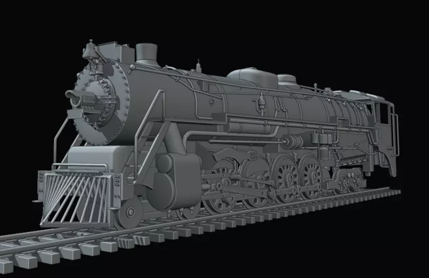 4-8-4 Fully Rigged and PBR Textured 1900s Steam Train Locomotive 3D model_21
