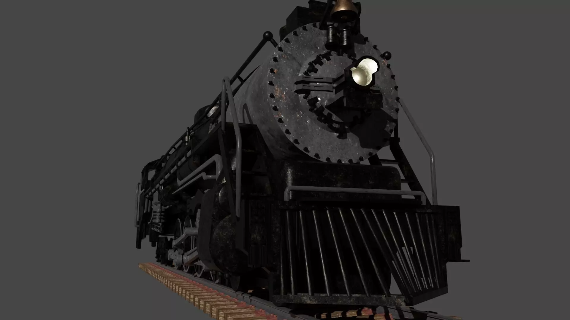 4-8-4 Fully Rigged and PBR Textured 1900s Steam Train Locomotive 3D model_13