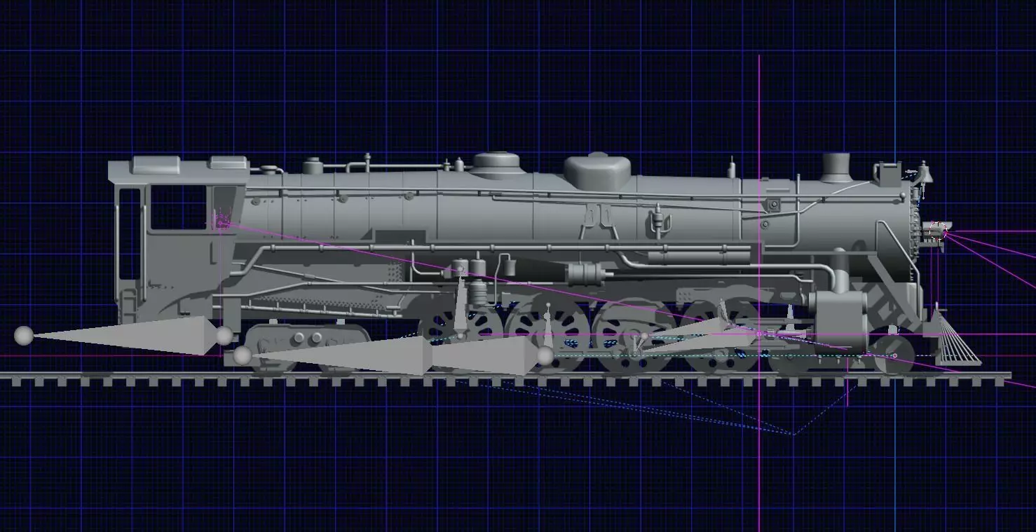 4-8-4 Fully Rigged and PBR Textured 1900s Steam Train Locomotive 3D model_28
