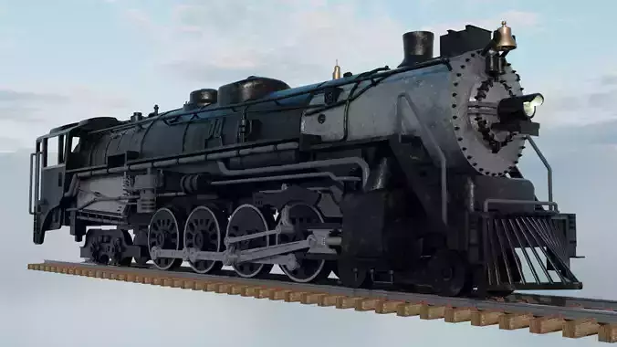 4-8-4 Fully Rigged and PBR Textured 1900s Steam Train Locomotive 3D model 4-8-4 Fully Rigged and PBR Textured 1900s Steam Train Locomotive 3D model