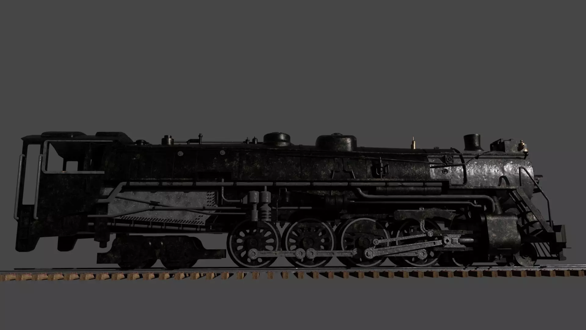 4-8-4 Fully Rigged and PBR Textured 1900s Steam Train Locomotive 3D model_16