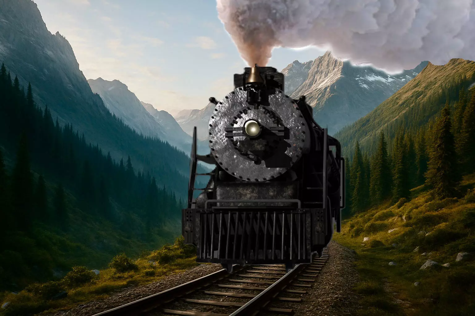 4-8-4 Fully Rigged and PBR Textured 1900s Steam Train Locomotive 3D model_3