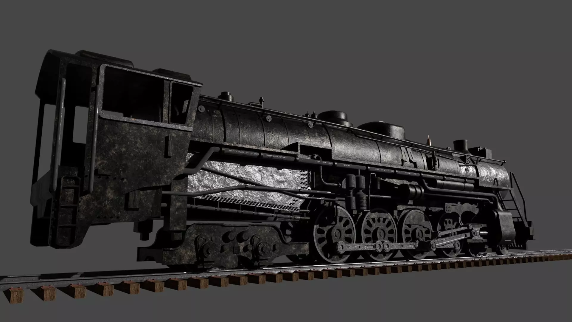 4-8-4 Fully Rigged and PBR Textured 1900s Steam Train Locomotive 3D model_14