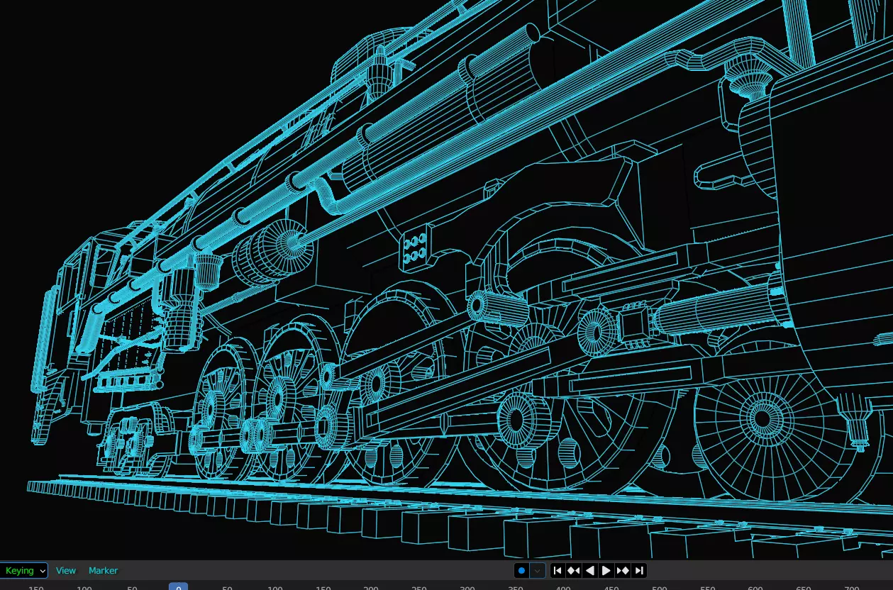 4-8-4 Fully Rigged and PBR Textured 1900s Steam Train Locomotive 3D model_33