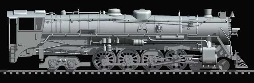 4-8-4 Fully Rigged and PBR Textured 1900s Steam Train Locomotive 3D model_24