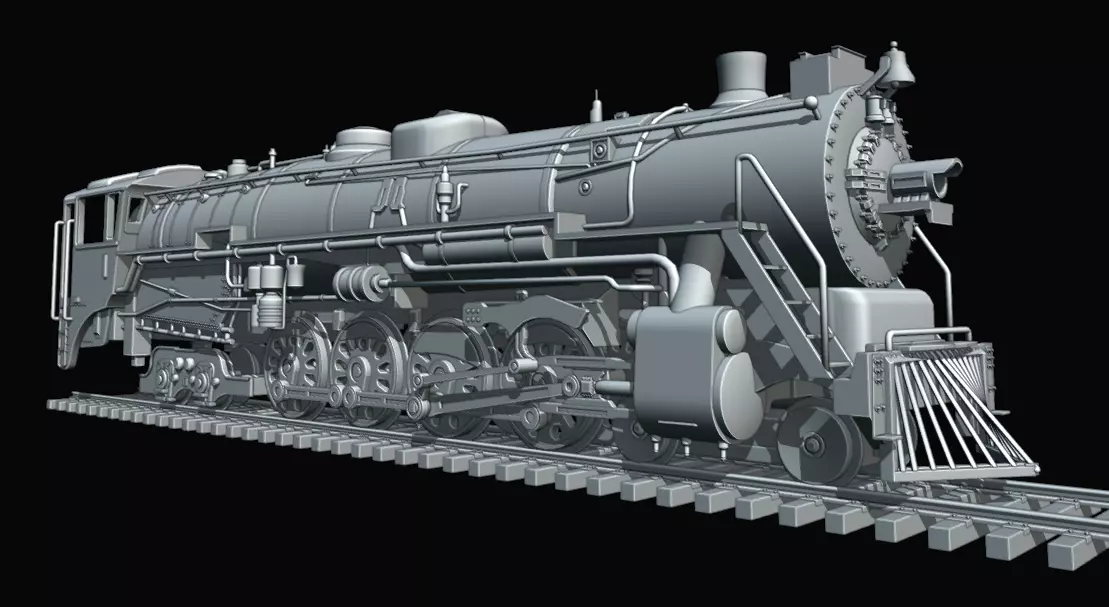 4-8-4 Fully Rigged and PBR Textured 1900s Steam Train Locomotive 3D model_17