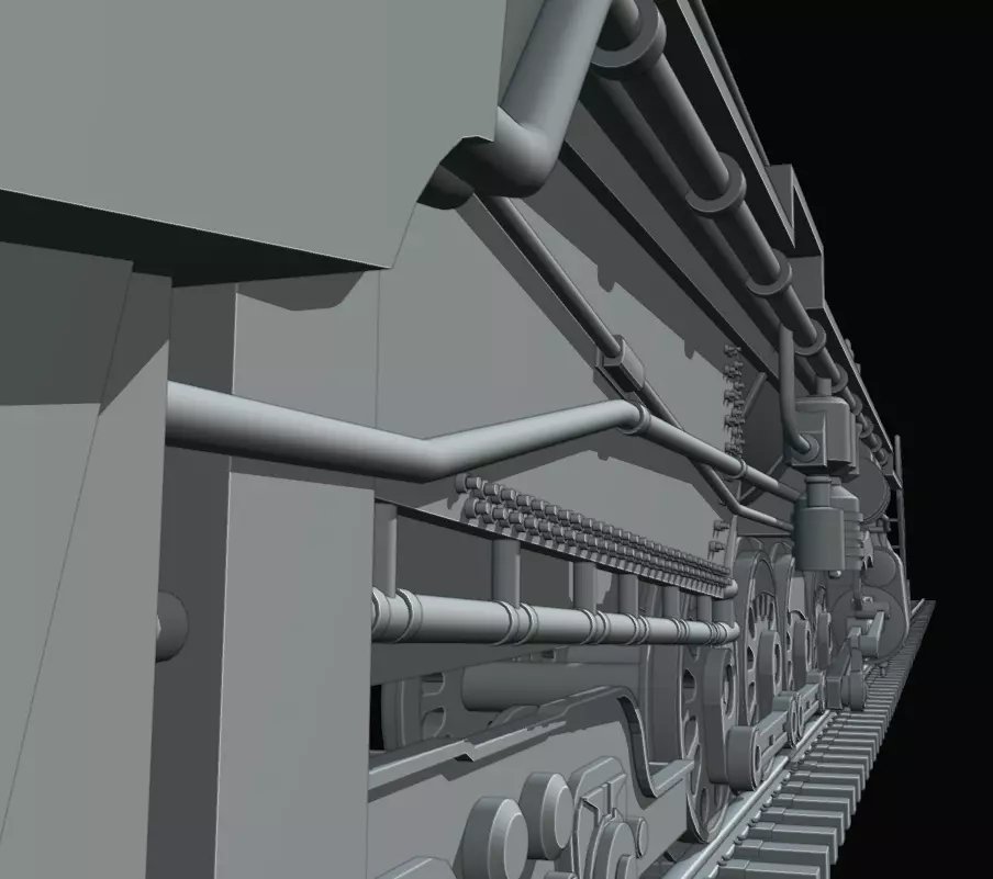 4-8-4 Fully Rigged and PBR Textured 1900s Steam Train Locomotive 3D model_22