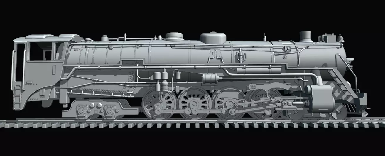 4-8-4 Fully Rigged and PBR Textured 1900s Steam Train Locomotive 3D model_18