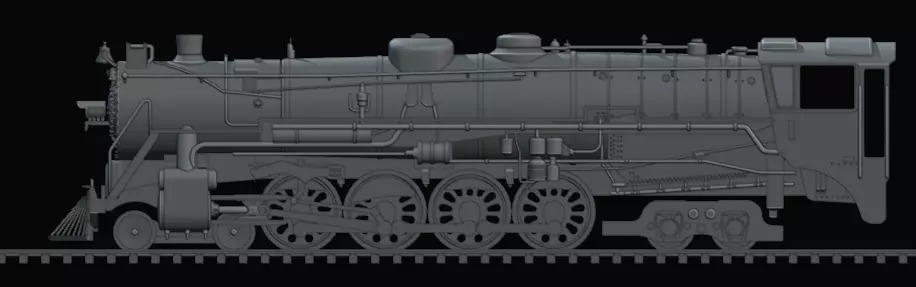 4-8-4 Fully Rigged and PBR Textured 1900s Steam Train Locomotive 3D model_25