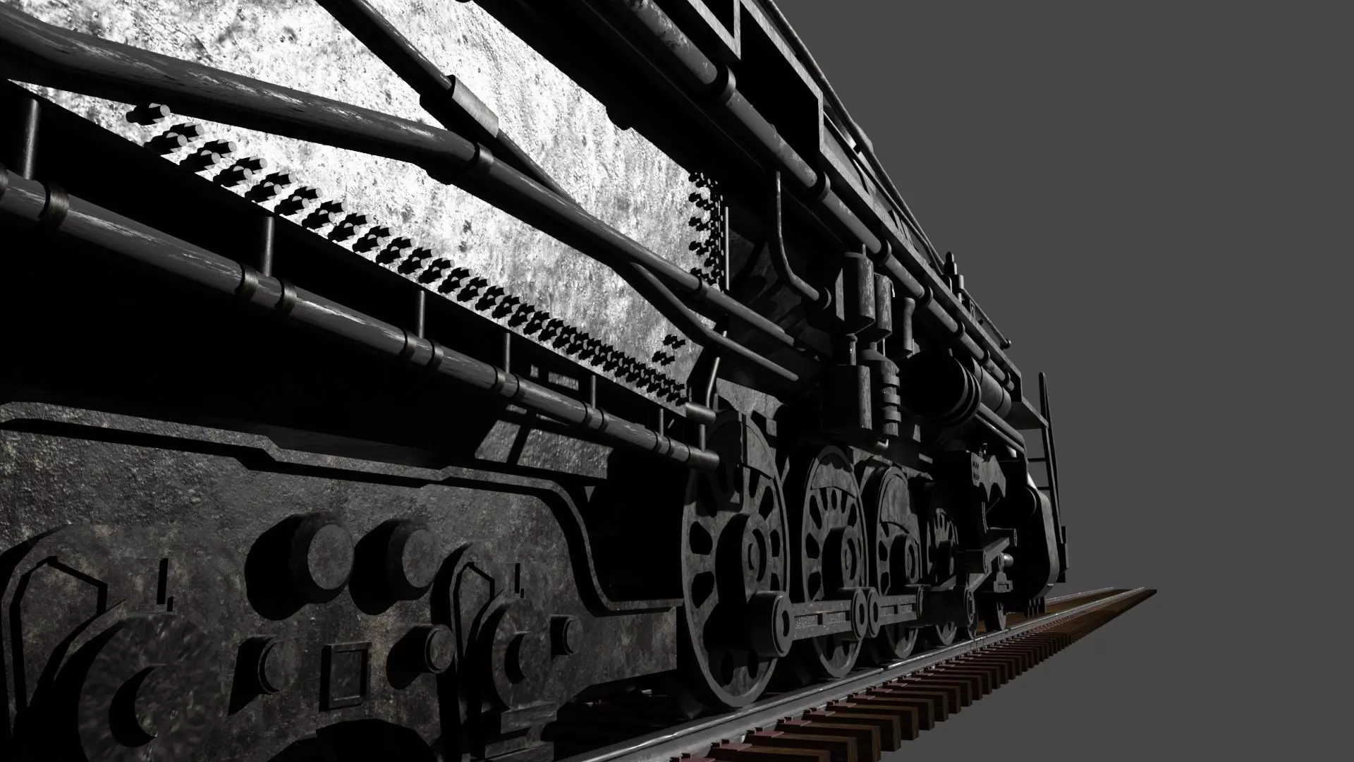 4-8-4 Fully Rigged and PBR Textured 1900s Steam Train Locomotive 3D model_15