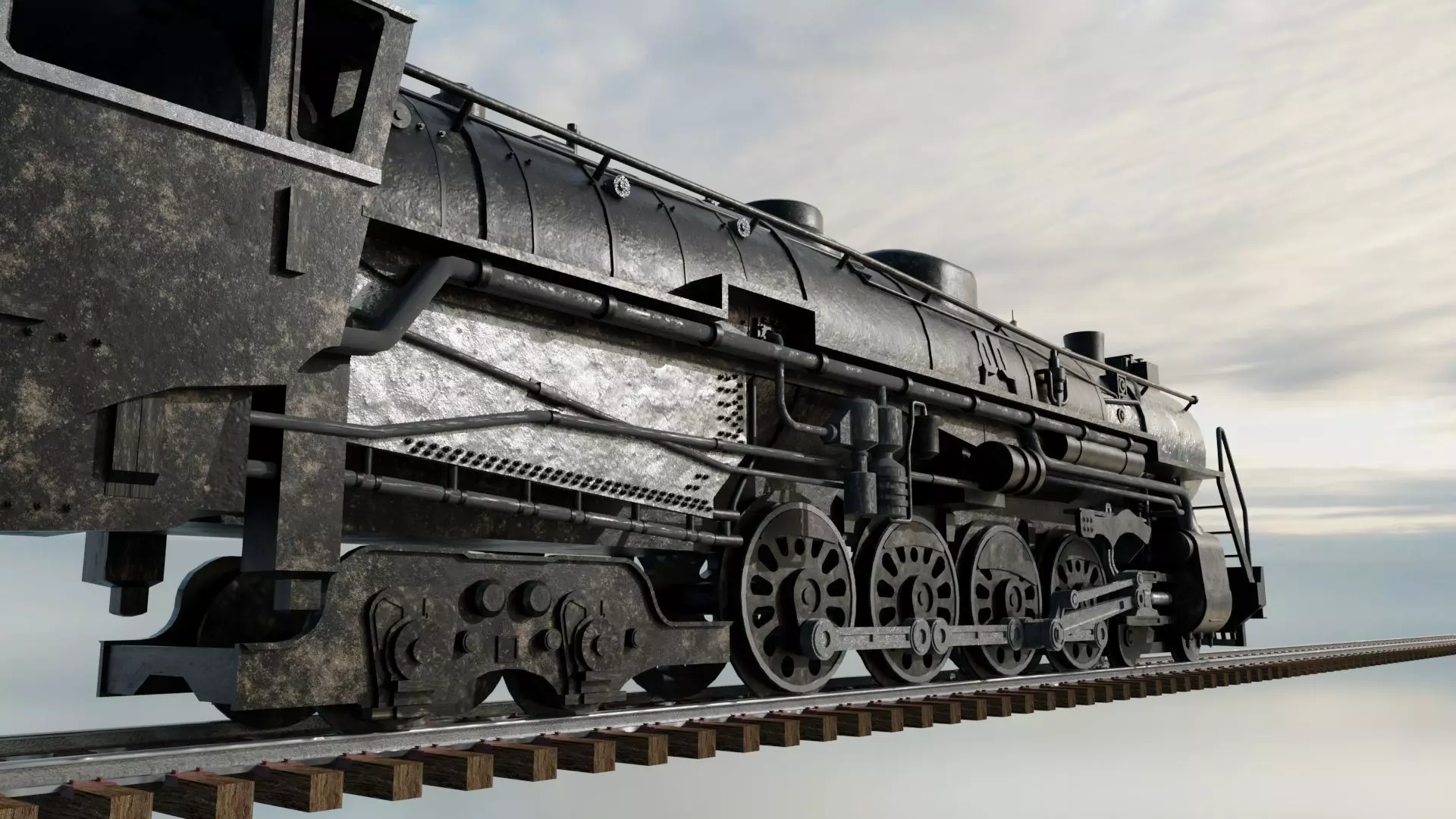 4-8-4 Fully Rigged and PBR Textured 1900s Steam Train Locomotive 3D model_2