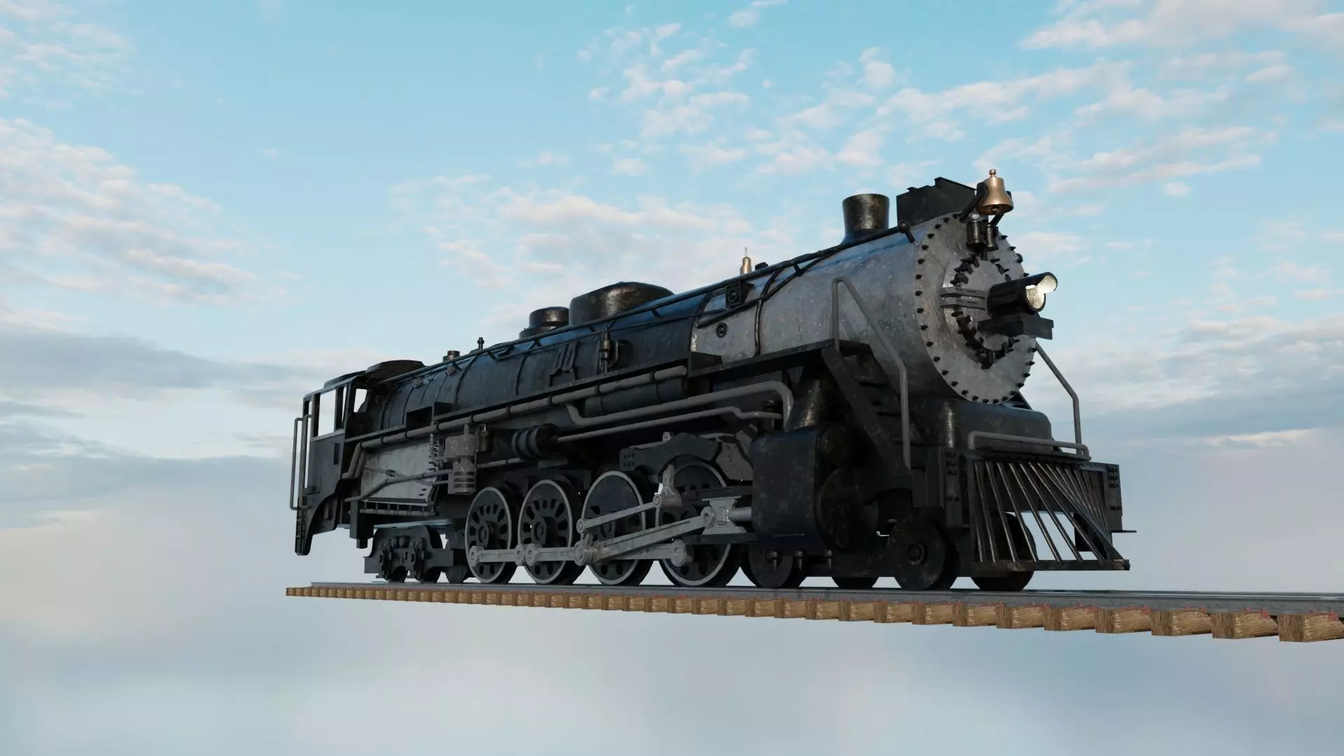 4-8-4 Fully Rigged and PBR Textured 1900s Steam Train Locomotive 3D model_7