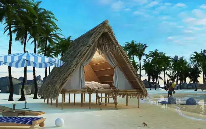 Beach leisure thatched cottage