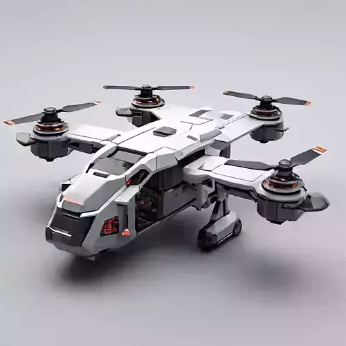 Futuristic Quadcopter Drone Transport Low-poly 3D model