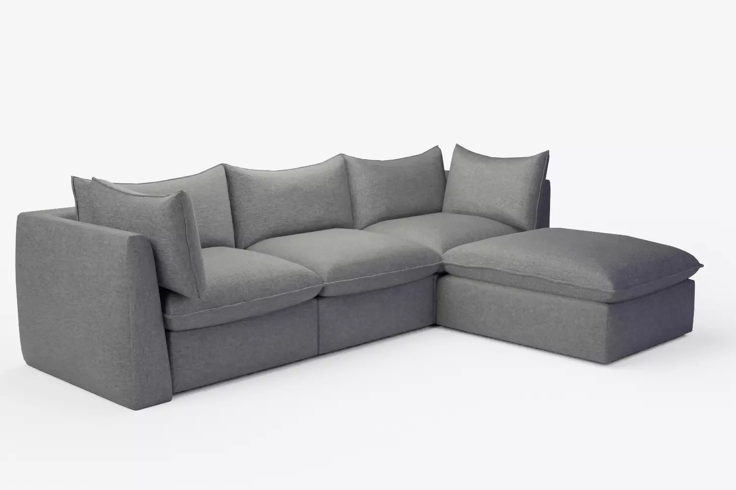 Bleecker Down-Filled Slipcover Modular 4 Piece Ottoman Sectional 3D model_1