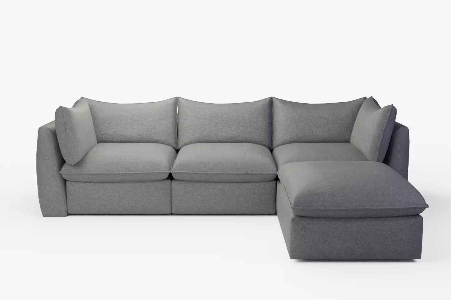 Bleecker Down-Filled Slipcover Modular 4 Piece Ottoman Sectional 3D model_0