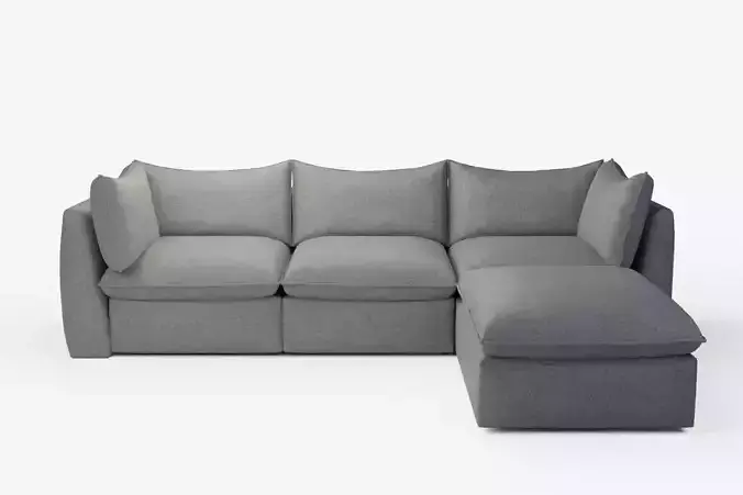 Bleecker Down-Filled Slipcover Modular 4 Piece Ottoman Sectional