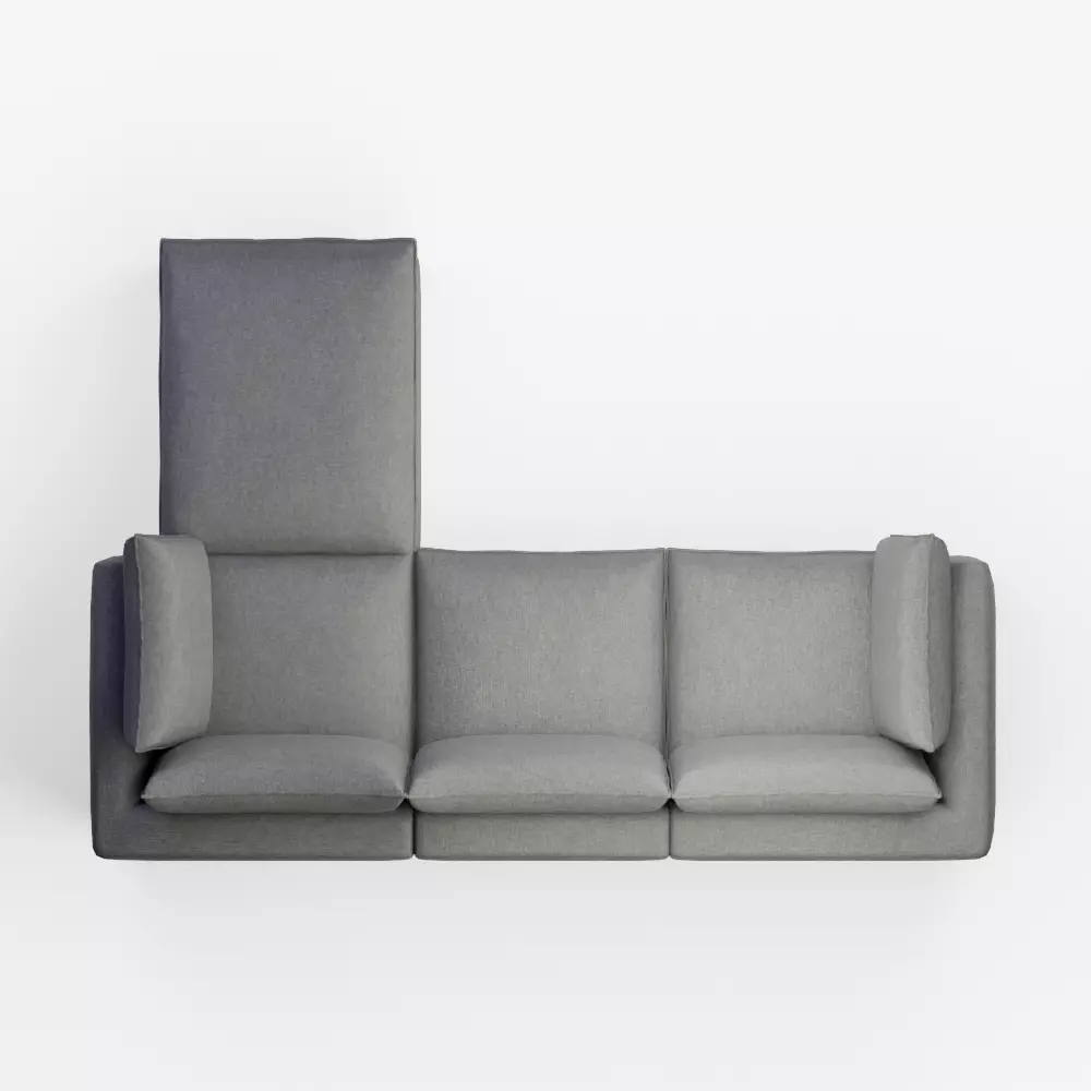 Bleecker Down-Filled Slipcover Modular 4 Piece Ottoman Sectional 3D model_10