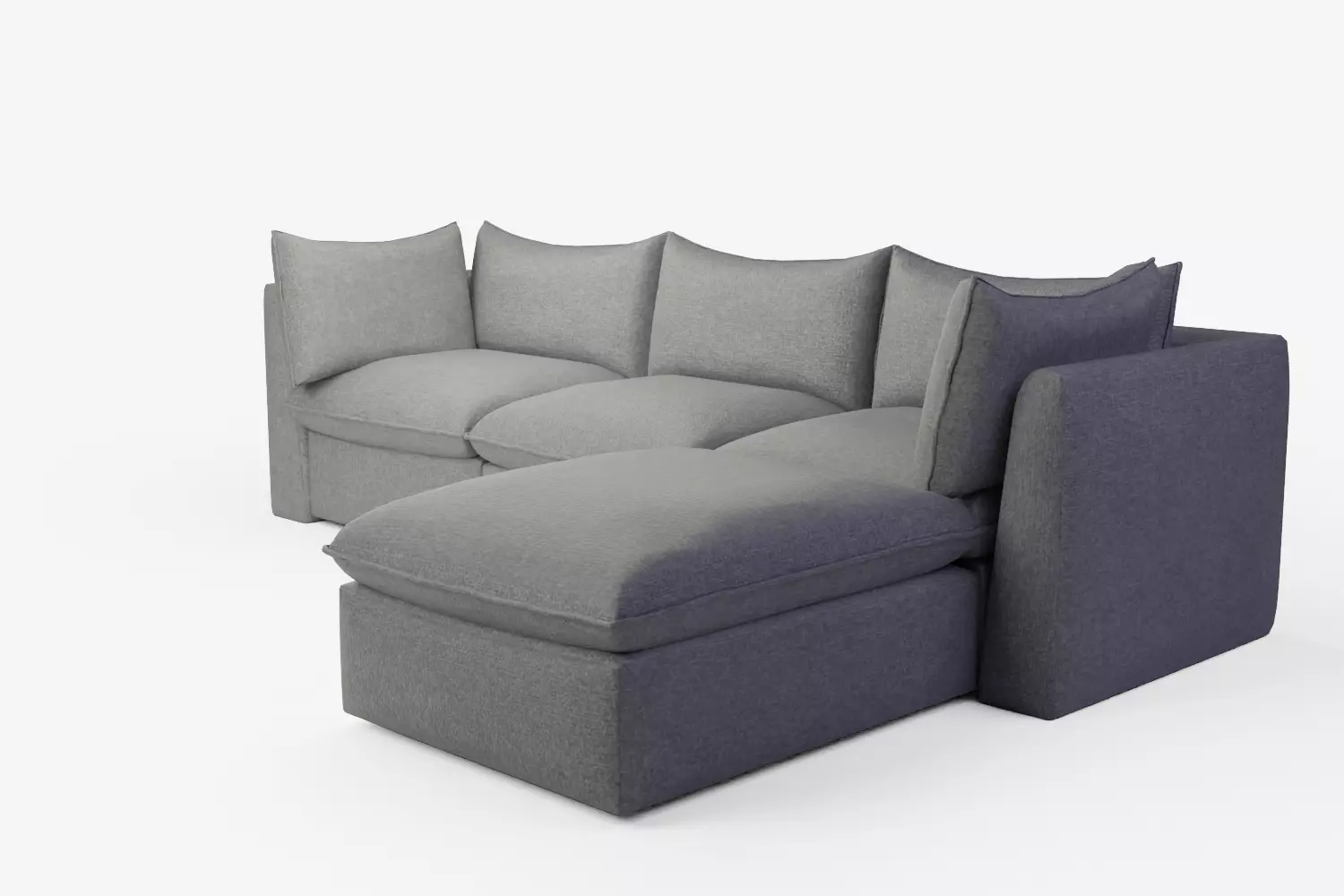 Bleecker Down-Filled Slipcover Modular 4 Piece Ottoman Sectional 3D model_7