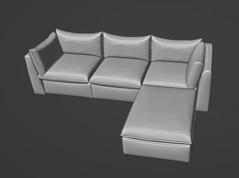 Bleecker Down-Filled Slipcover Modular 4 Piece Ottoman Sectional 3D model_14