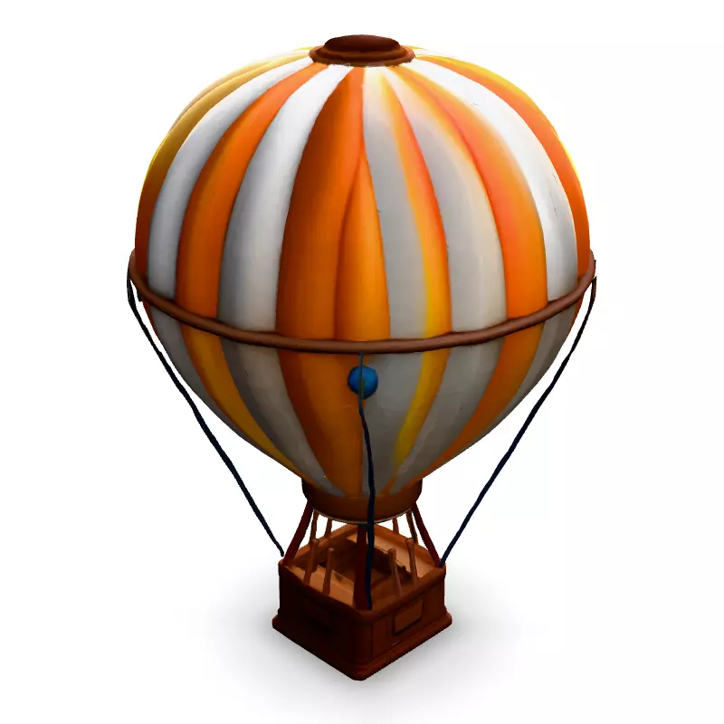 Stylized LowPoly Hot Air Balloon Low-poly 3D model_2
