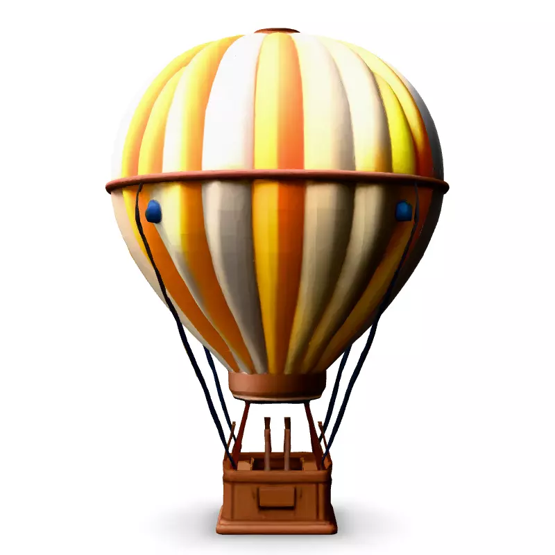 Stylized LowPoly Hot Air Balloon Low-poly 3D model_6