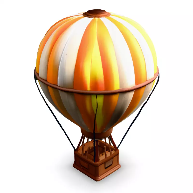 Stylized LowPoly Hot Air Balloon Low-poly 3D model_1