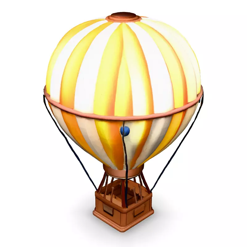 Stylized LowPoly Hot Air Balloon Low-poly 3D model_4