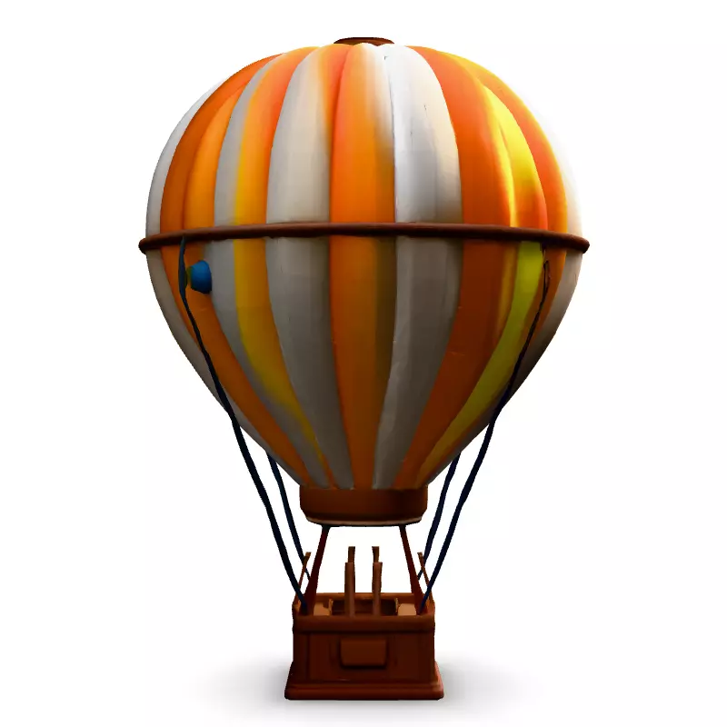 Stylized LowPoly Hot Air Balloon Low-poly 3D model_3