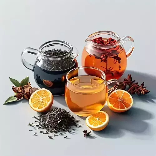 Tea Time Set Glass Teapots and Cup Low-poly 3D model