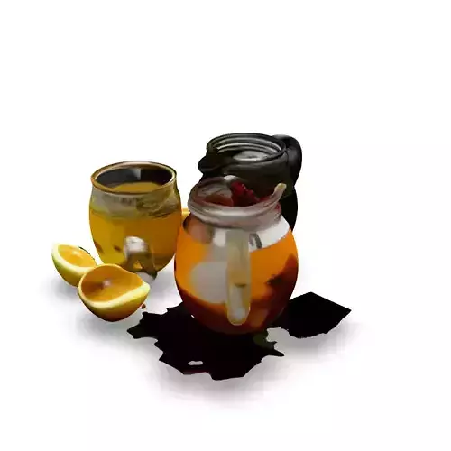 Tea Time Set Glass Teapots and Cup Low-poly 3D model 2