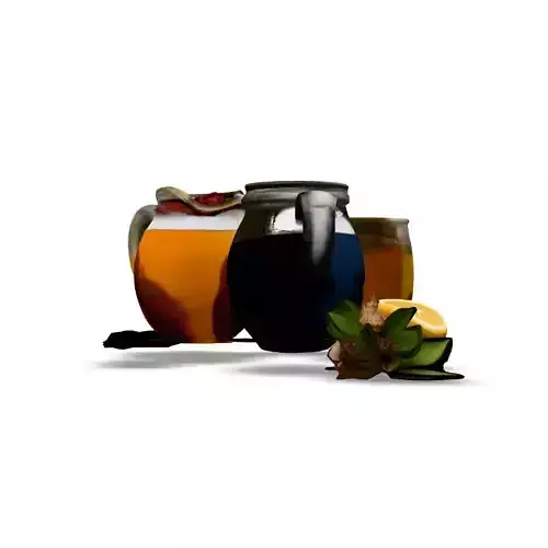 Tea Time Set Glass Teapots and Cup Low-poly 3D model 7