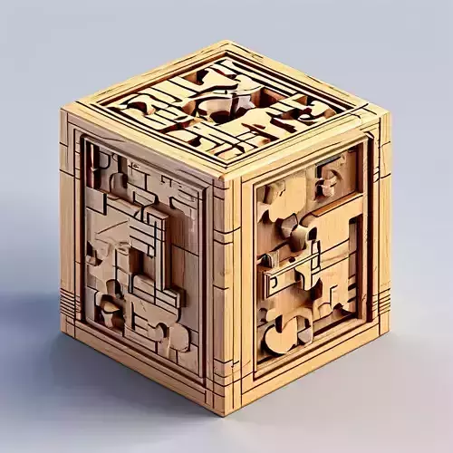 Intricate Carved Wooden Puzzle Cube