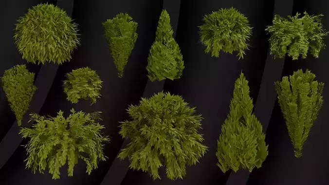 Low Poly Plant Bush Asset Pack Greenery plants 3D game-ready