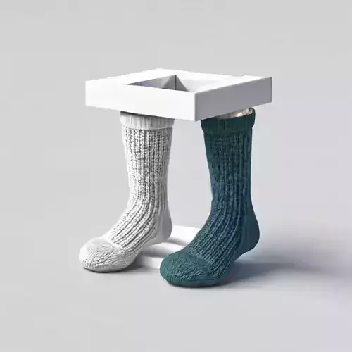 Realistic Knitted Socks with Display Box Low-poly 3D model