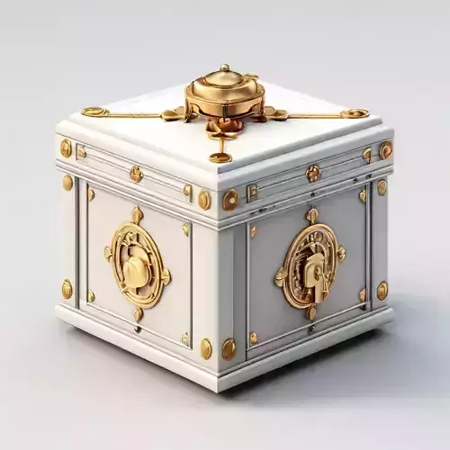 Ornate White and Gold Treasure Chest